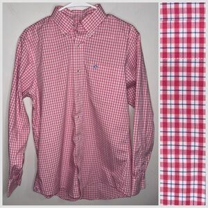 Southern Tide pink & blue windowpane check long sleeve button down shirt Medium